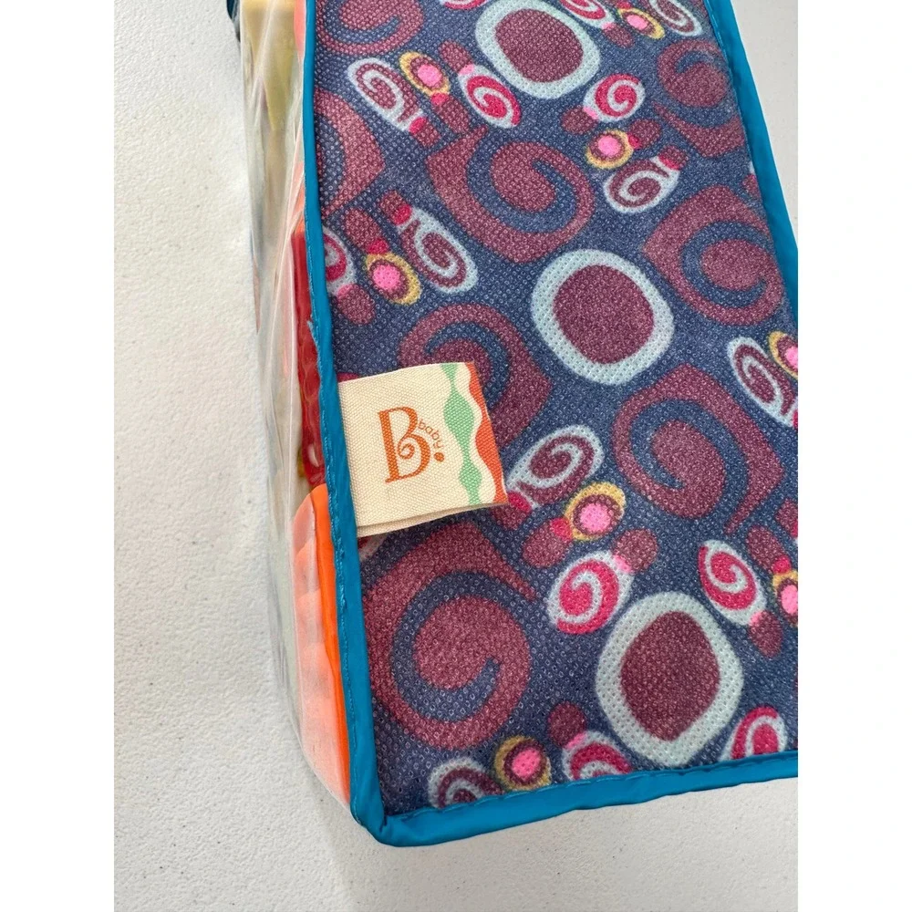 B Baby Soft Squeeze Blocks Building Toy Set Animals Letters Shapes Nursery Bag